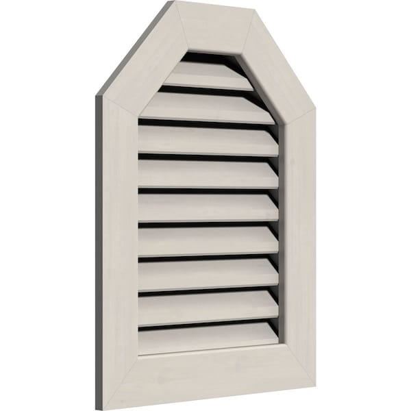 Octagonal Top Gable Vent Primed, Functional, Pine Gable Vent W/ 1 X 4 Flat Trim Frame, 20W X 22H